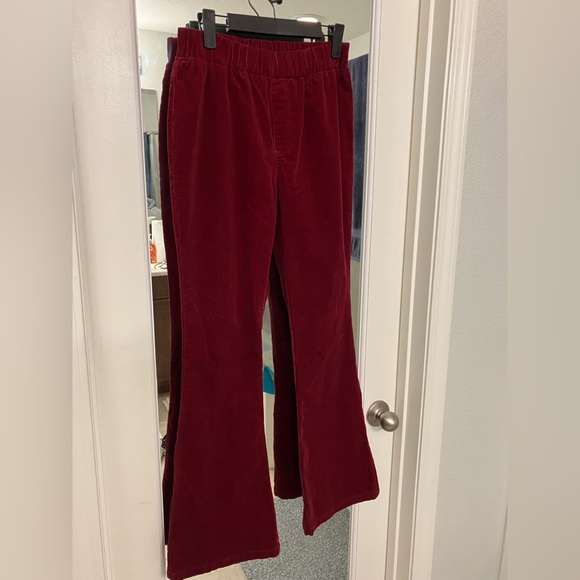 Burgundy soft corduroy stretch with flare - Picture 2 of 6